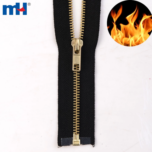 Flame-Retardant Zipper Metal Zipper with Fire Resistant Tape Fire Retardant Brass Zipper Separating Jacket Zipper