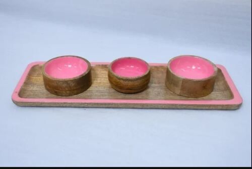 Wood Dip Bowl with Chips Compartment