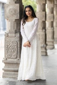 Designer Party Wear  Sequnce Wark Gown - Color: White
