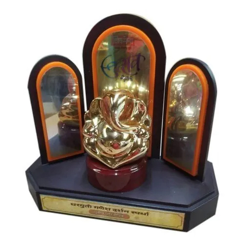 Lord Ganesh Gold Plated Trophy