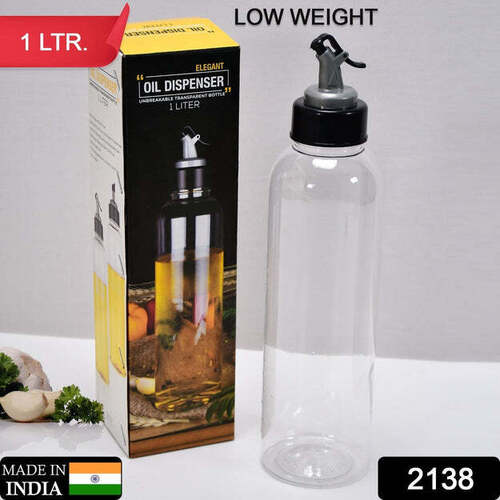 LTR OIL DISPENSER WITH LID   CLEAR  DRIP FREE SPOUT CONTROLLED USE