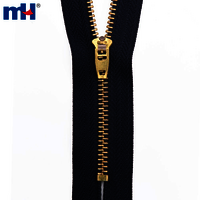 Brass Jean Zipper Non-Separating Zip No.4 Closed-End Metal Zipper Gold and Silver Teeth Zipper