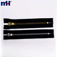 Brass Jean Zipper Non-Separating Zip No.4 Closed-End Metal Zipper Gold and Silver Teeth Zipper