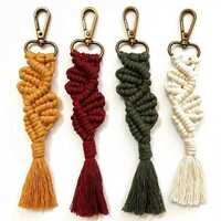 Macrame Key Chain (4 Piece) - Cotton Multicolor Embroidered, Crocheted Technique | Unique Design For Personal Use, Accessory For Keys, Bags