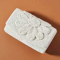 Bc11 Beads Clutch Bag - Color: White