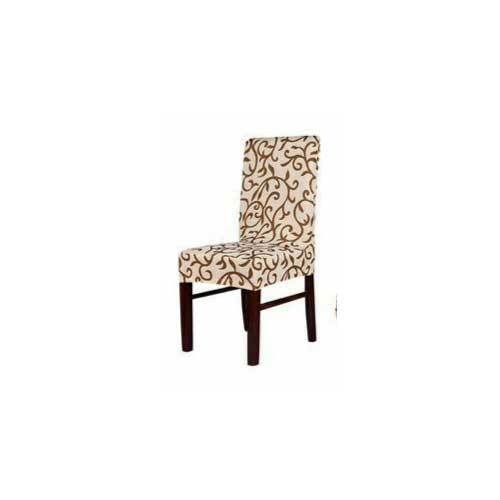 Printed Dining Chair Cover - Color: Brown & Cream