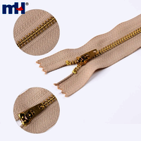 No.4 Metal Zipper Double Lock Brass Zipper Close-End Brass Zipper for Handbag Purse Zip Wholesale