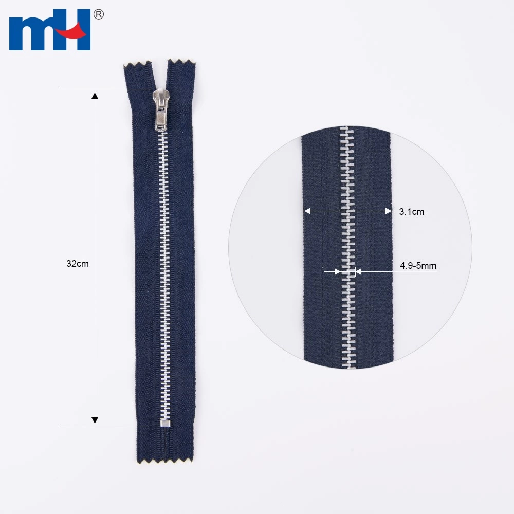 Aluminum Zipper No.4 Metal Zipper Heavy Duty Metal Pants Zipper for Sewing Wholesale