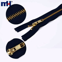 Brass Open End Zipper No.5 Golden Teeth Metal Zipper Separating Jacket Zipper Heavy Duty Zipper Wholesale