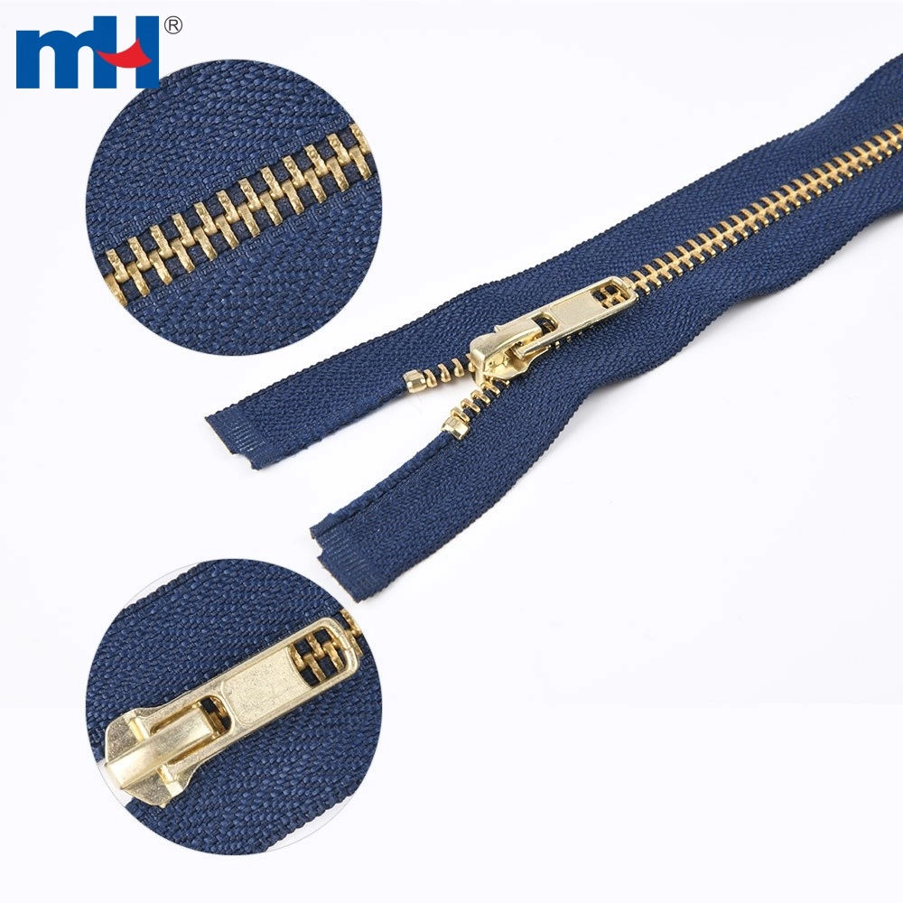Brass Open End Zipper No.5 Golden Teeth Metal Zipper Separating Jacket Zipper Heavy Duty Zipper Wholesale