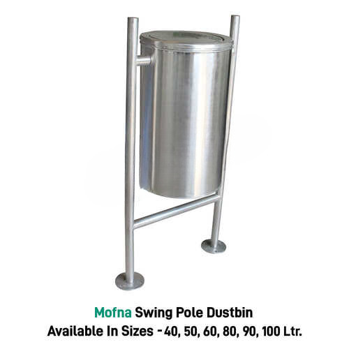 Stainless Steel Pole Hanging Dustbin - Application: Public Spaces