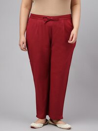 Women Cotton Pant - Rayon Fabric, Size 3xl To 5xl, Maroon Color, Straight & Regular Fit, Single Pocket, Quick Dry & Washable Features
