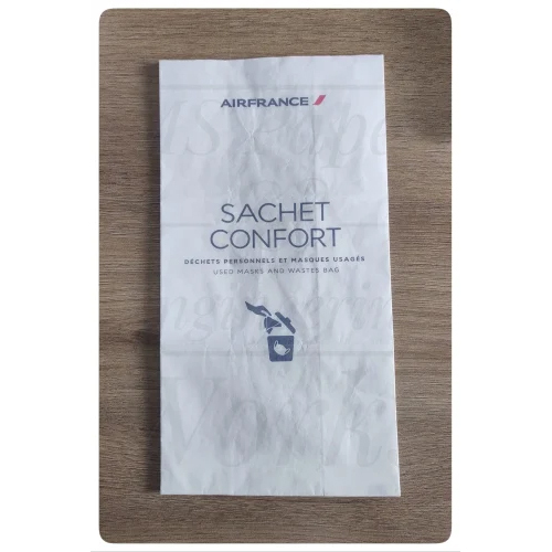 Air Sickness Paper Bag - 70 GSM Bleach Kraft Paper, Medium Size, White Color - Custom Print and Leak Proof Sealing for Airlines Usage