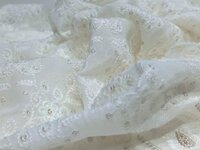 White schiffli embroidery fabric on georgette