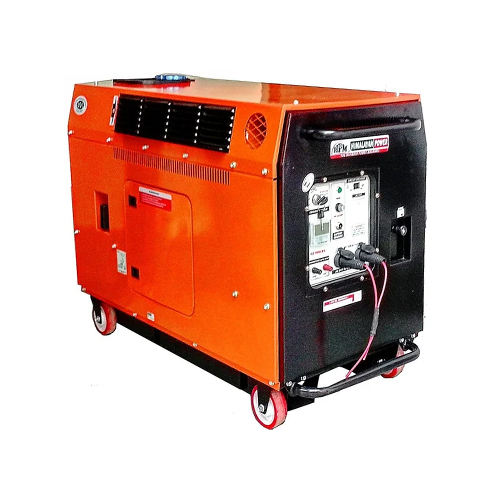 5 KVA Portable Silent Petrol Generator - 119.5x52.5x71 Cm, Orange-Black Color, Electric Start, 4-Stroke Engine, Single Phase, 220V AC Output