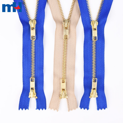 Two-Way Zipper 5 inch Metal Zipper Brass Zipper with Colorful Tape for Jacket Coat Hoodie Zip