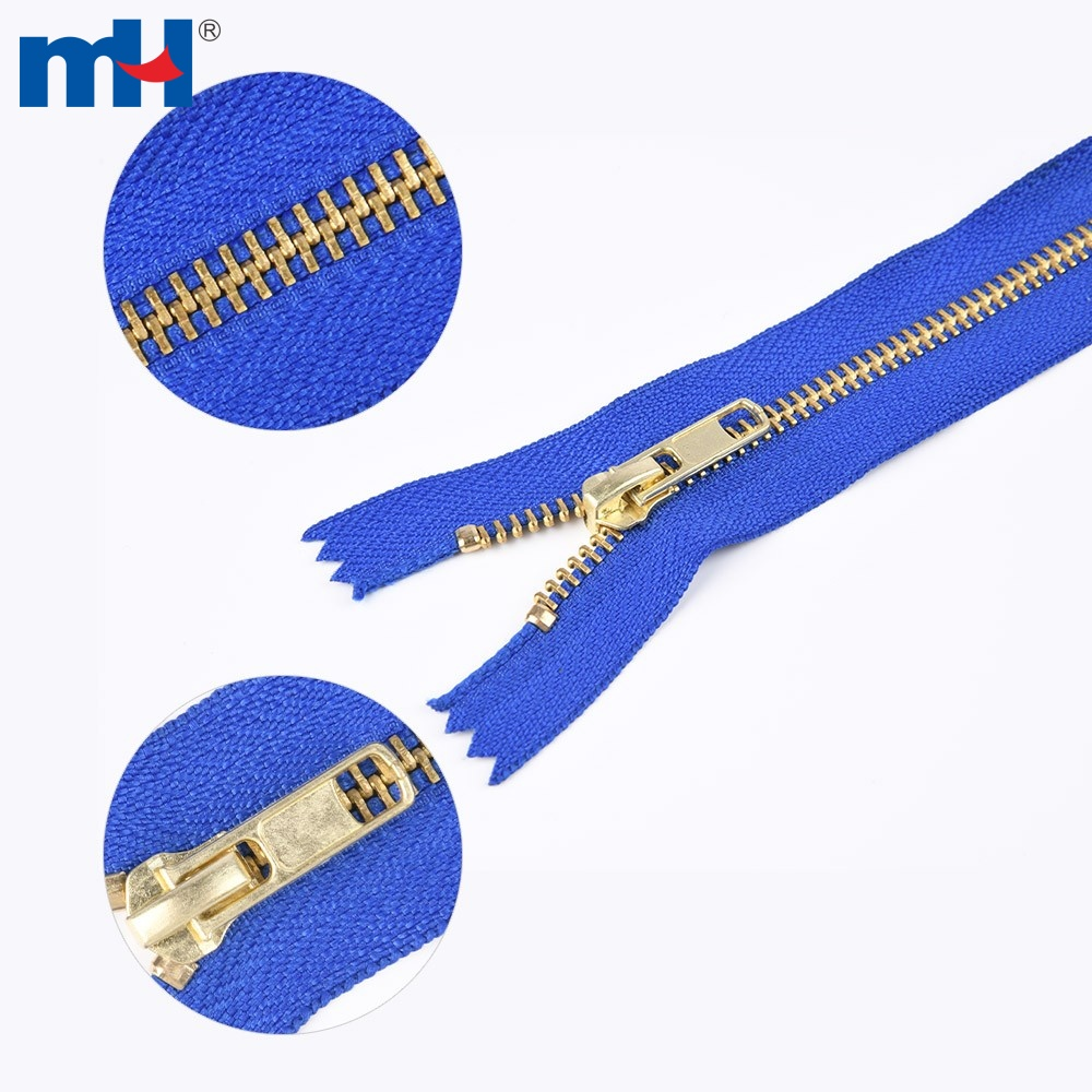 Two-Way Zipper 5 inch Metal Zipper Brass Zipper with Colorful Tape for Jacket Coat Hoodie Zip