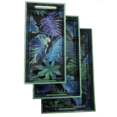 Black Wooden Mdf Decorative Tray Set