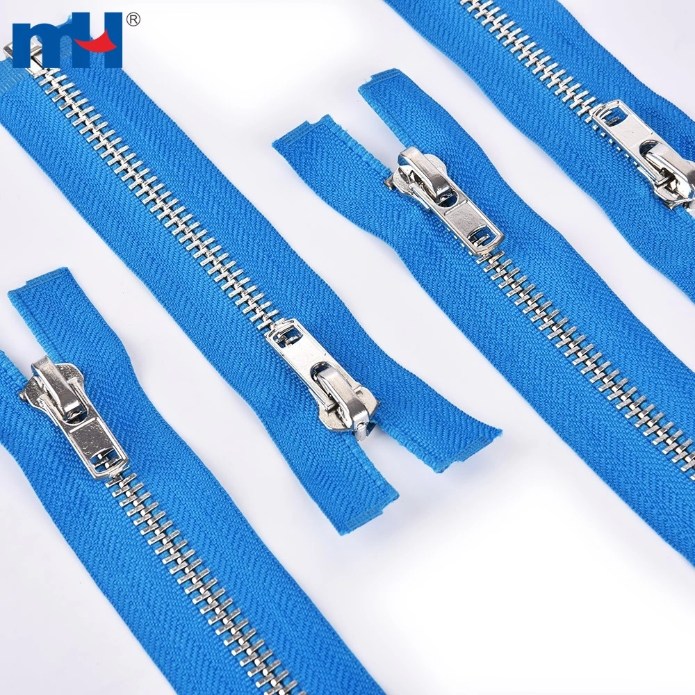 8 inch Aluminum Zipper Metal Zipper with Blue Tape Separating Heavy Zipper wholesale Zipper Factory