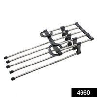 Adjustable Trouser Pants Hanger Organizer - Abs + Stainless Steel, 5 In 1 Multi-layer Design, Space Saver With Folding Storage & Adjustable Rod