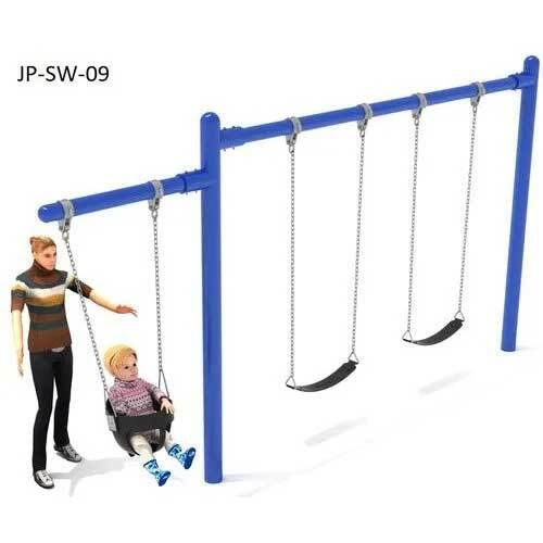 Rubber Double Post Swing With Toddler