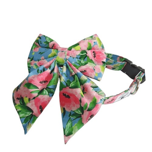 Colorful Floral Dog Bow