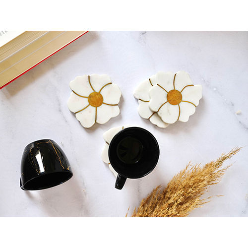 Floral Brass Inlay Coasters Design: Normal