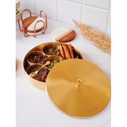 Hammered Brass Masala Box