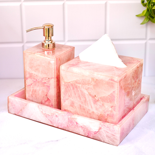 Pink Quartz Bathroom Accessories Set