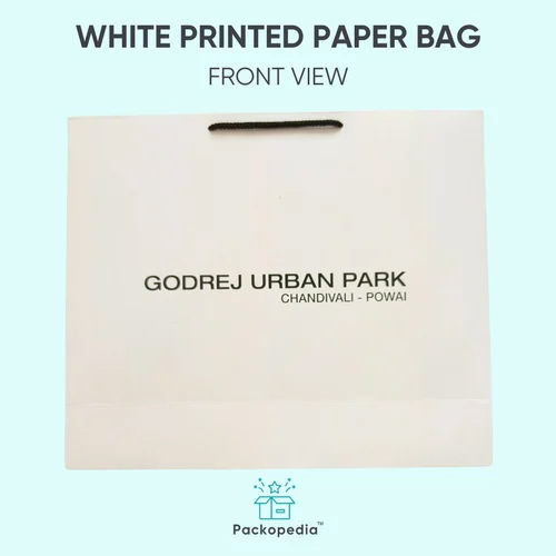 White Printed Paper Shopping Bag with Handle