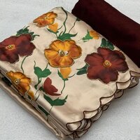 Devika Printed Satin Saree - Fabric Type: Brocade