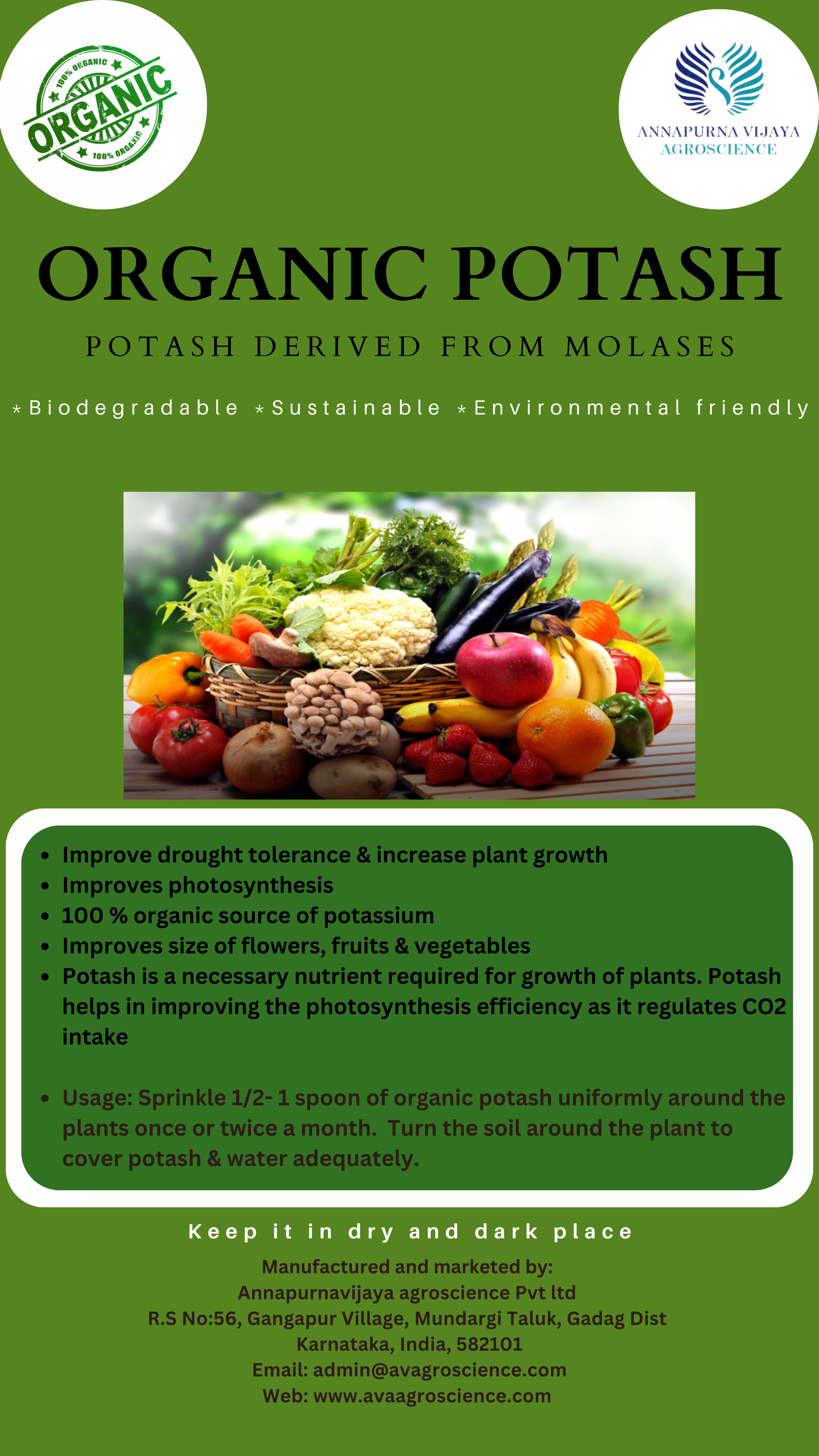 POTASH DERIVED FROM MOLASSES