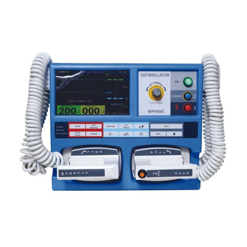 Blue Medical Biphasic Defibrillator Machine