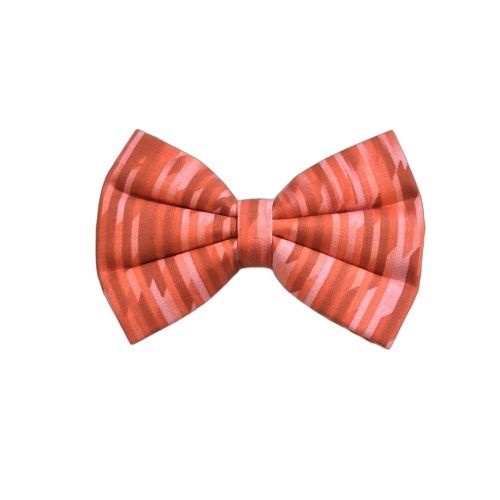 Red Orange Striped Dog Bow