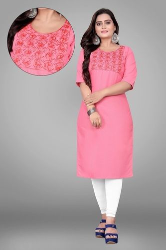 Chahat Fab Embroidery Work Cotton Kurti