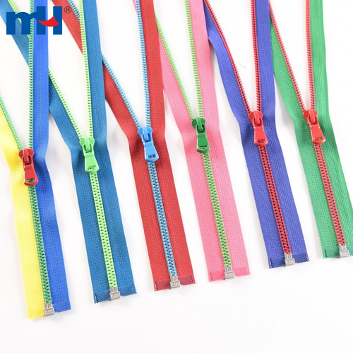 Reinforced Plastic Zipper 5 inch Resin Zipper Colorful Zipper with Multicolor Teeth and Zipper slider