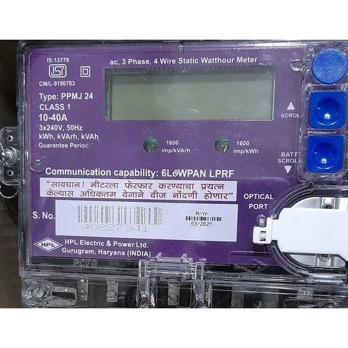 Hpl 10-40 Amps 3 Phase MSEDCL Approved Meter 6 Low Pan LPTF Meters