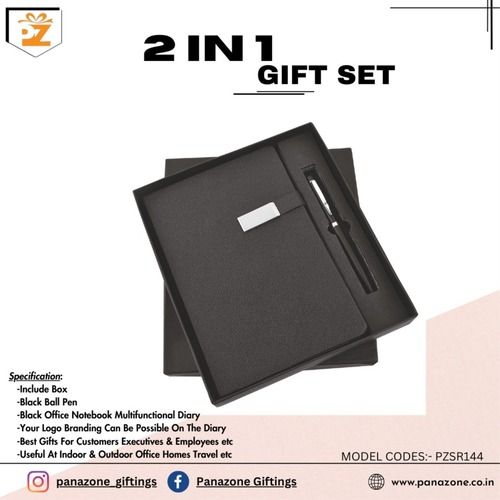 Black Personlized Diary Pen 2 In 1 Gift Set PZSR144