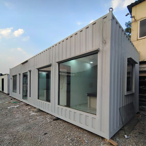 Portable Modular Office Cabin - Steel and Container Material, Grey Metal Roof with Alloy Aluminum and PVC Doors, Ideal for Office and Warehouse Use