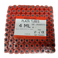 4ml Vacuum Blood Collection Plain Tube - Plastic Material, Red Color | Portable Design For Efficient Blood Collection