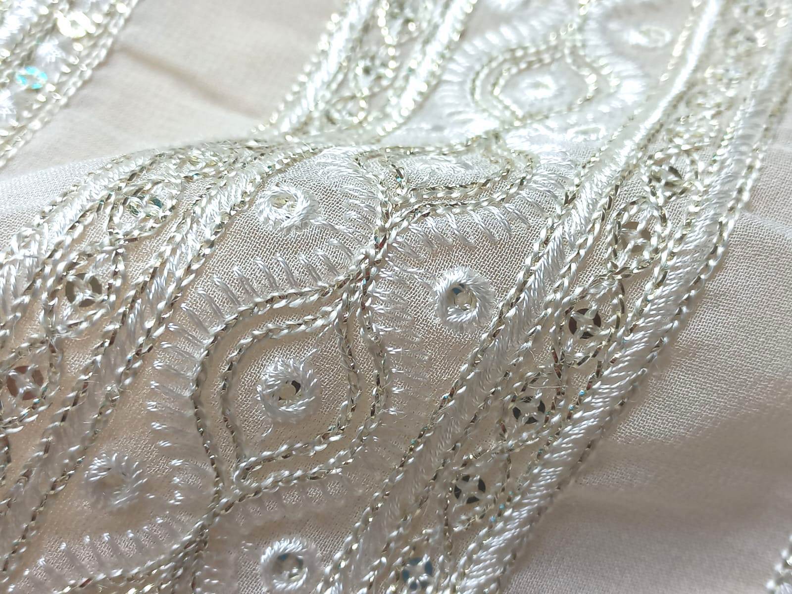 Embroidered Chain Stitch Lace Fabric