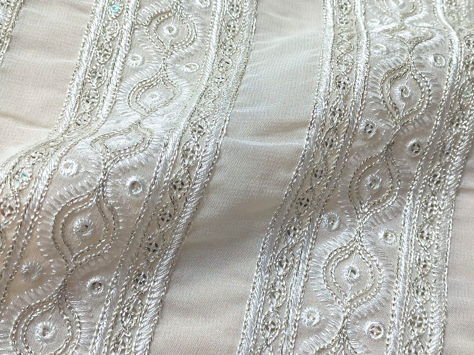 Embroidered Chain Stitch Lace Fabric