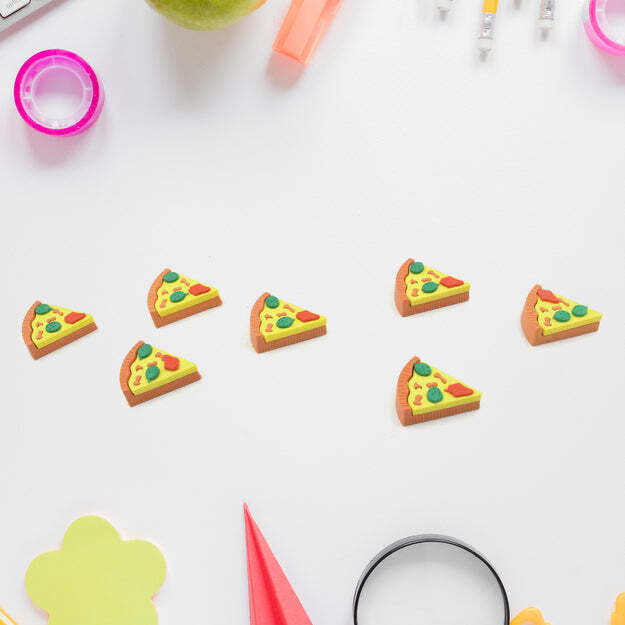 3D PIZZA SLICES KIDS FAVOURITE FOOD ERASER PIZZA 7 SLICE ERASER
