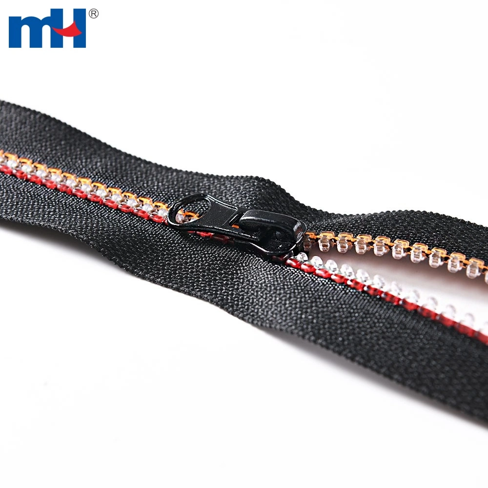 Resin Zipper 5 inch Plastic zipper with Transparent Teeth Open-End Resin Zipper Wholesale Zipper