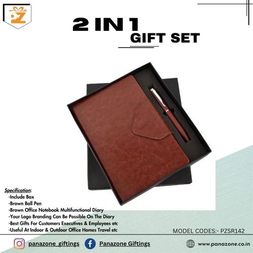 Brown Basic Pen Diary 2 in 1 Gift Set PZSR142