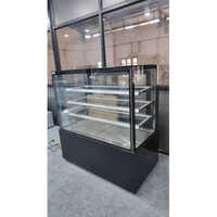 Refrigerator Display Case - Stainless Steel & Glass, Sleek Black Finish, Polished Surface For Easy Maintenance