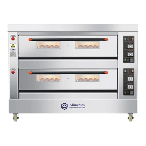 Silver Electric Stone Base Oven Double Deck