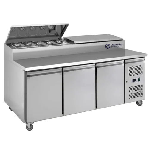 Silver Pizza Prep Counter Refrigerator