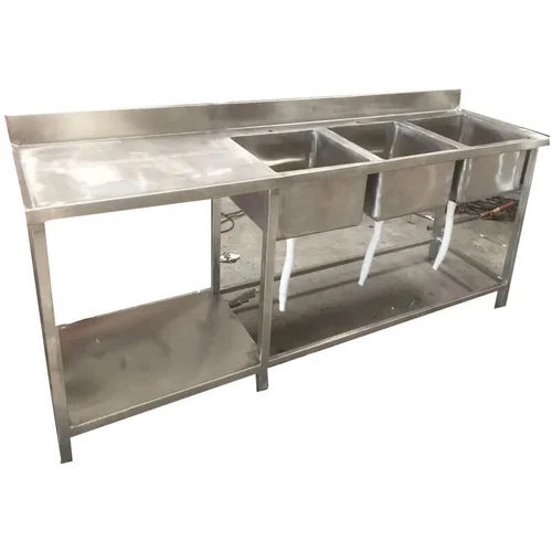 Manual Stainless Steel Three Sink Unit