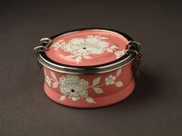 Hand Painted Enamelware Lunch Box A28 - Durable Enamel, 3-tier Design, Multicolored Floral Patterns, Artisan Crafted With Unique Designs
